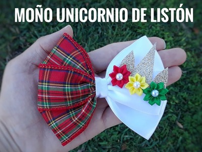 Moño Unicornio Navideño para Niñas paso a paso | DIY Christmas Unicorn Hairbow | Laço Unicornio
