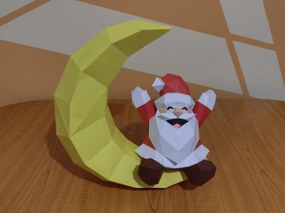 Santa Claus en Luna hecho de papel. Papercraft. Feliz Navidad!!