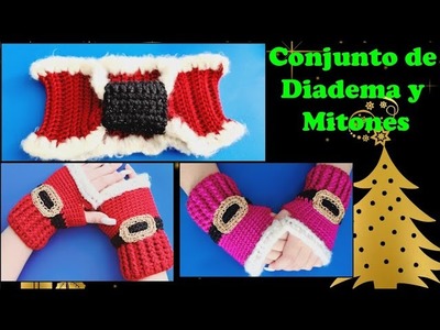 Teje "Mitones Navideños" |conjunto navideño a crochet | tejido facil y rapido