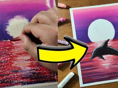 Cómo Dibujar un Hermoso Delfín y la Luna al Pastel Paso a Paso - Muy Fácil
