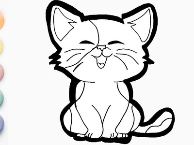 Como Dibujar Y Colorear Un Gato Lindo - Cat Color ????