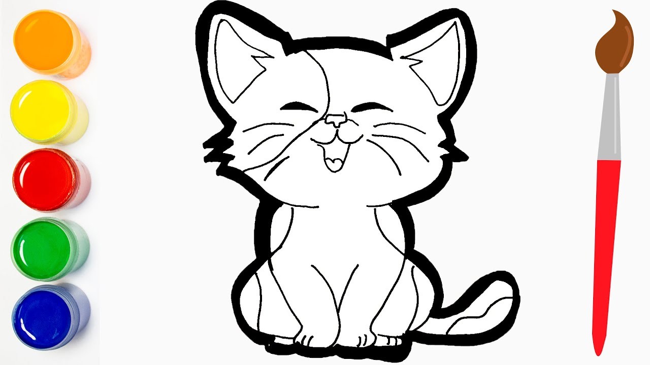 Como Dibujar Y Colorear Un Gato Lindo - Cat Color ????