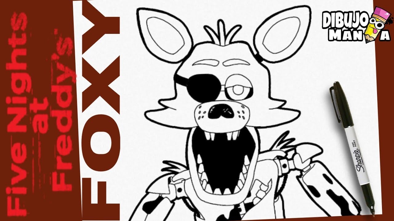 COMO DIBUJAR A FOXY DE FNAF | FÁCIL | PASO A PASO | how to draw foxy from fnaf | easy | step by step