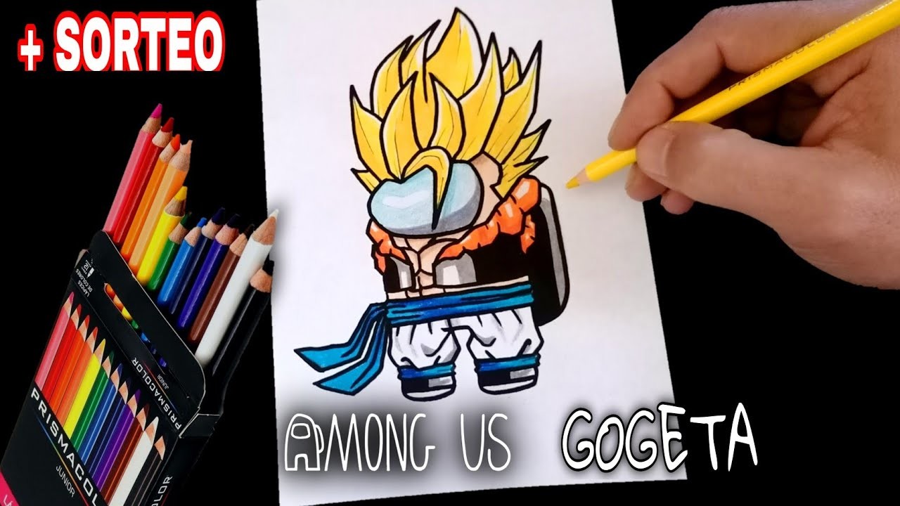 COMO DIBUJAR AMONG US FUSIÓN CON GOGETA | FUSION ART CHALLENGE | how to draw among us gogeta
