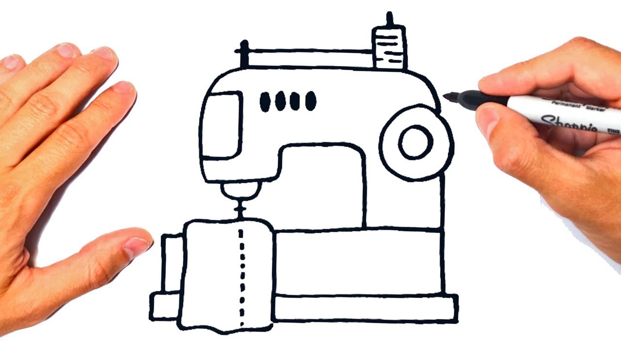 Como dibujar una Máquina de Coser | Dibujo Máquina de Costura