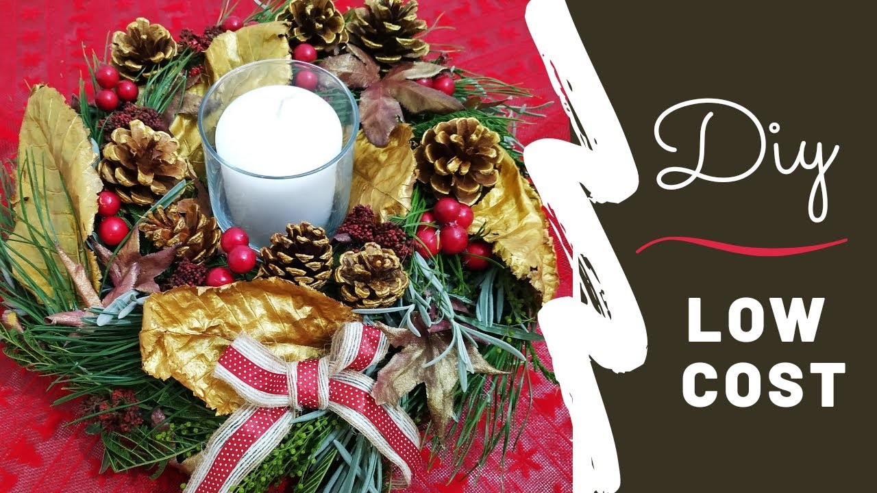 ???? Cómo hacer un centro de mesa navideño fácil, económico y natural ???? Diy decoración Navideña #5 ????