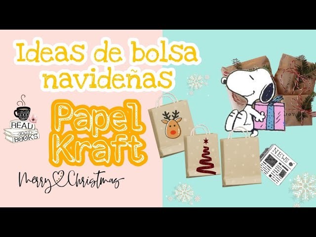 DIY ♡ideas de bolsas Navideñas.papel Kraft
