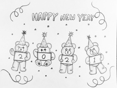 New Year Special Drawing || Happy New Year Drawing || Easy New Year Drawing || Pencil Drawing