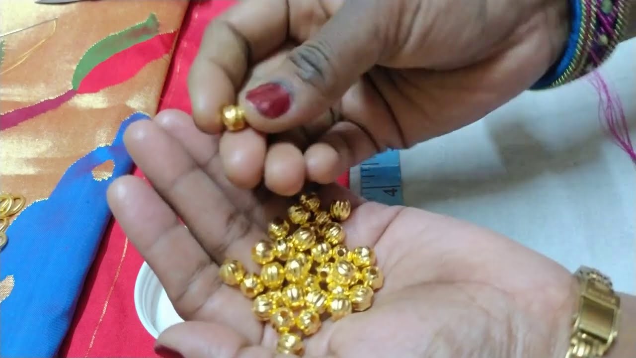 Saree Kuchu #290 Saree Kuchu Fast & Easy Method Using Beads !! Using Normal Sewing Needle !! Tassels