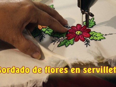 Bordado de flores en servilleta |Creaciones y manualidades angeles