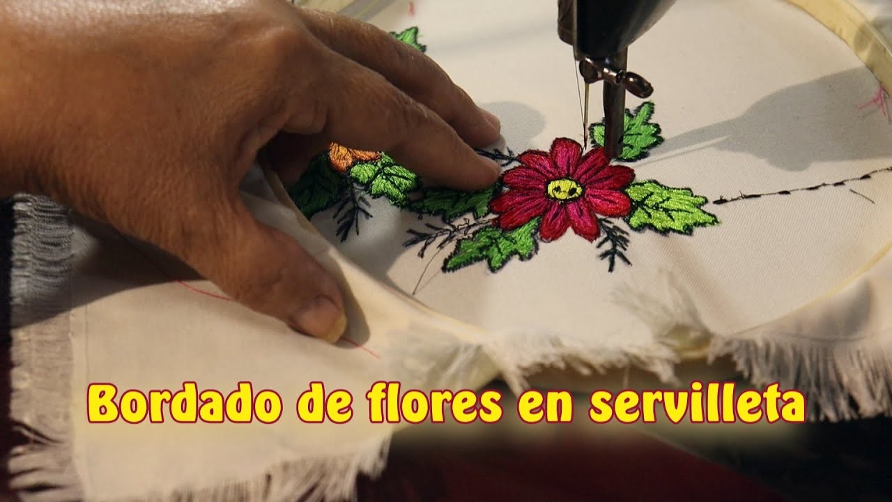 Bordado de flores en servilleta |Creaciones y manualidades angeles