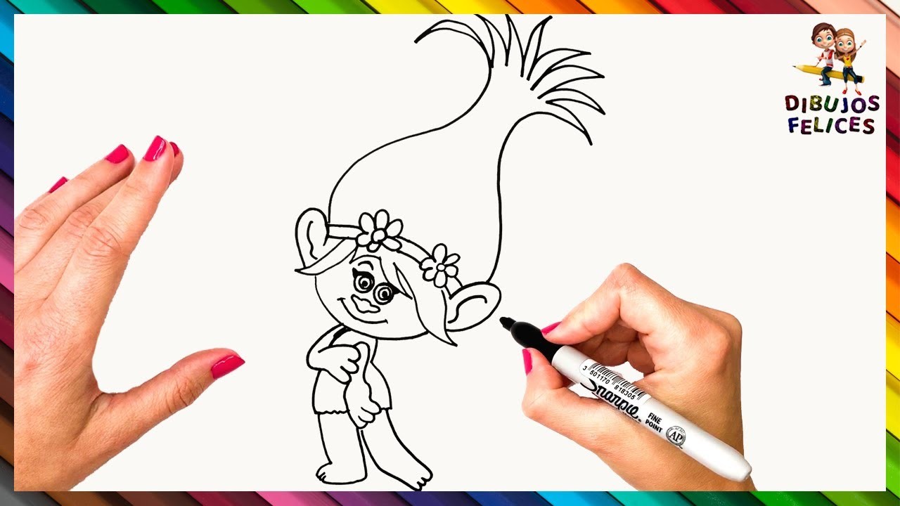 Cómo Dibujar A Poppy De Trolls Paso A Paso ???? Dibujos Para Niños