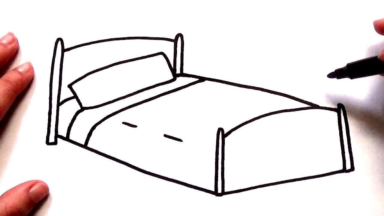 Cómo dibujar UNA CAMA paso a paso para niños - dibujo de una cama