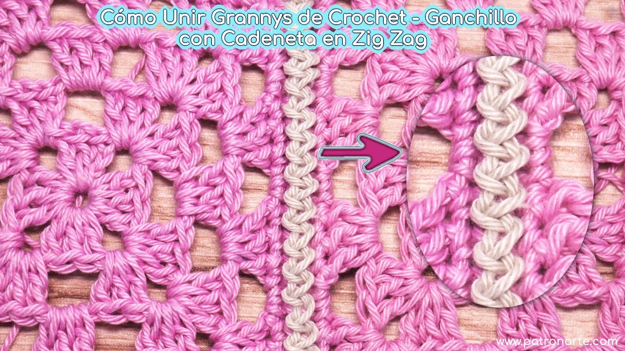 Cómo Unir Cuadrados o Granny Square de Crochet con Cadena Zig Zag Fácil