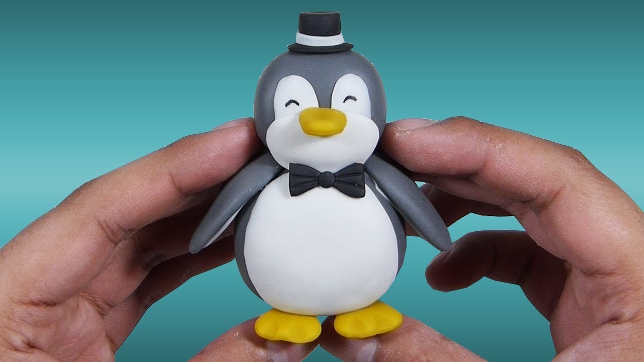 Pingüino Elegante ???? Elegant penguin ✔️ Polymer Clay Tutorial ✔️ Porcelana Fría