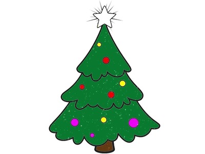 Cómo dibujar y colorear a árbol de Navidad | Aprender animales | Aprender colores