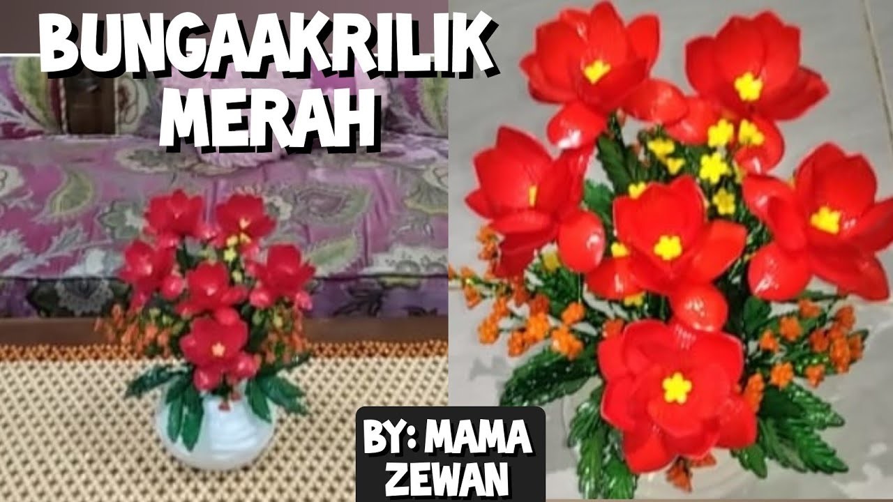 DIY TUTORIAL Cara Membuat Bunga Akrilik Merah ll ACRYLIC FLOWER