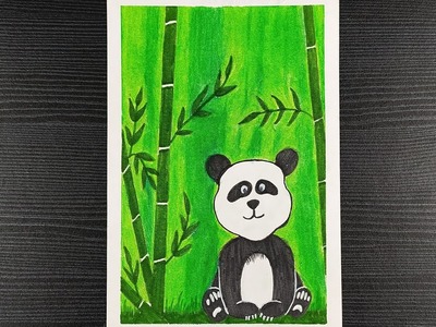 How To Draw A Cute Panda || Easy Panda Drawing With Oil Pastel || Oil Pastel Drawing For Beginners