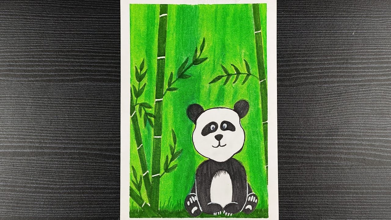 How To Draw A Cute Panda || Easy Panda Drawing With Oil Pastel || Oil Pastel Drawing For Beginners