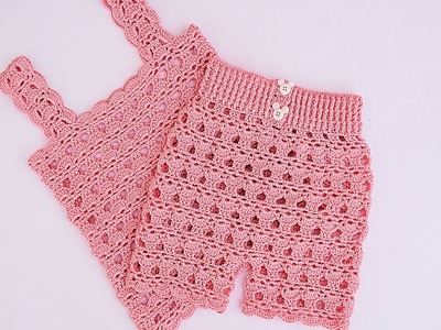 Conjunto de camiseta y shorts a crochet super fácil #crochet #ganchillo