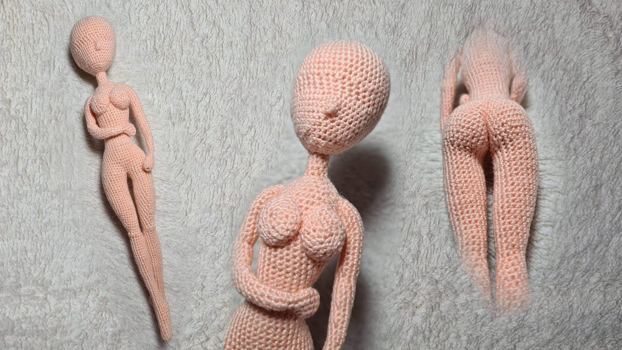 Cuerpo base muñeca amigurumi realista en español: Unión de piernas con cuerpo
