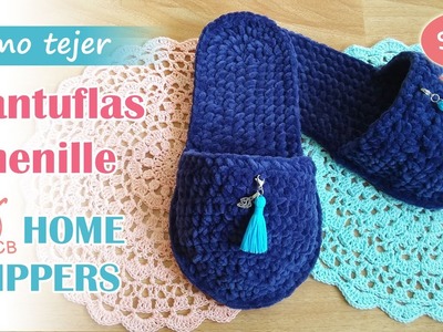 [ENG Sub] How to crochet House Slippers - Pantuflas Chenille cómodas a crochet - Chinelas