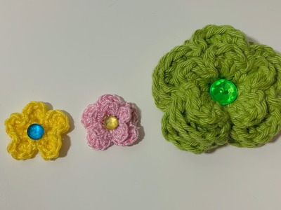 Flor de 5 petalos tejida a crochet | 3 opciones | muy facil de tejer | paso a paso | tejidos bebe