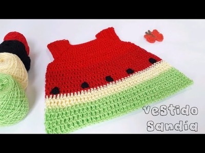 Como tejer un vestido de sandía para bebé paso a paso (crochet)