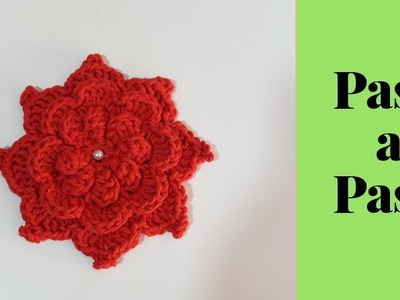 Flor a crochet para aplicación en juegos de baño paso a paso.