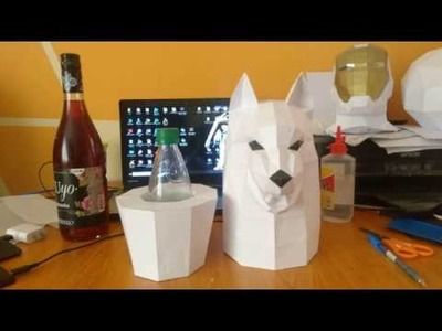 Lobo Vinera (Box For Wine Wolf) Papercraft hecho de papel cartulina