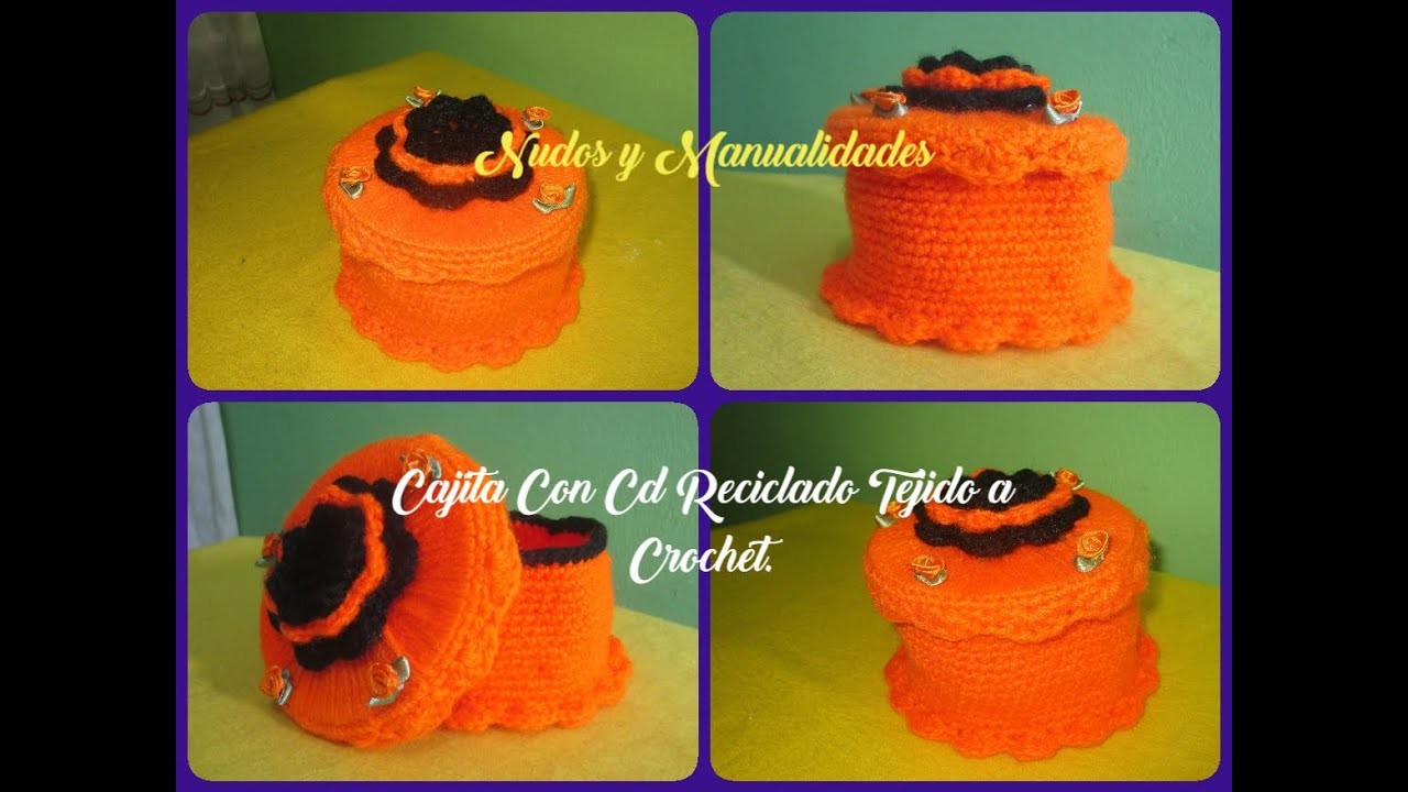 Cajita Multiusos Con Cd Tejido a Crochet.