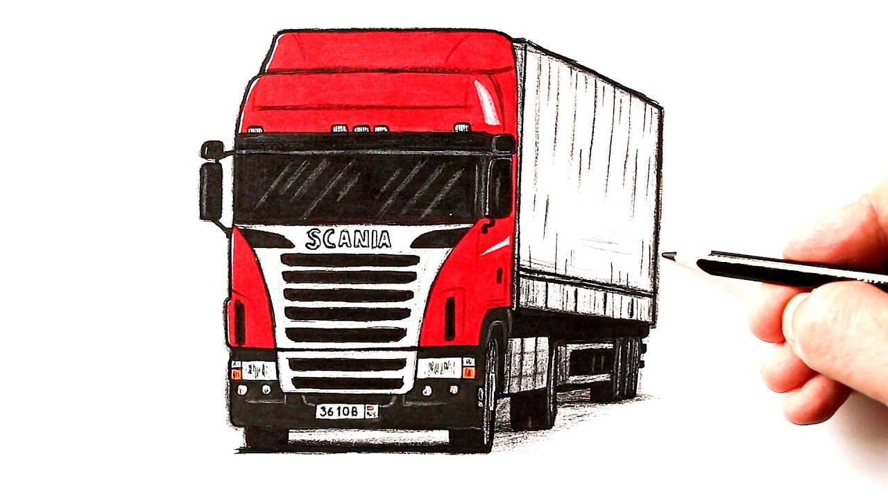 Как нарисовать грузовик Скания | Ehedov Elnur