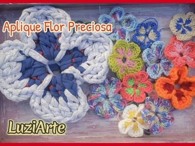 ❄️ Aplique Flor Preciosa ???? en 2 Hileras a Crochet ???? Flower Applique @LuziArte