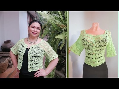 ¿Cómo tejer una blusa a crochet?. SACO & TORERA tutorial para TODAS las tallas.