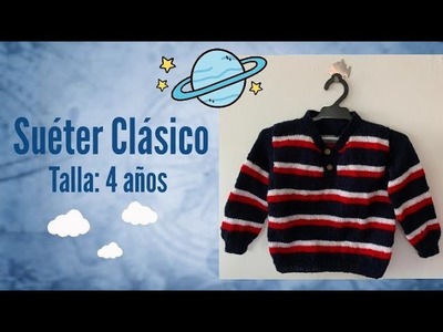 Suéter clásico en dos agujas para niño de 4 años en