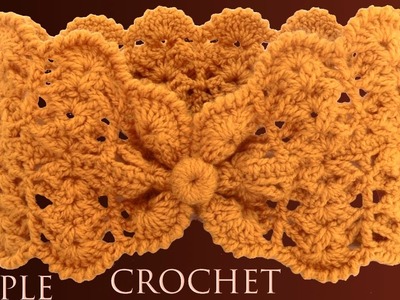 Como tejer a Crochet Diadema flores 3D Punto conchas de abanico dobles