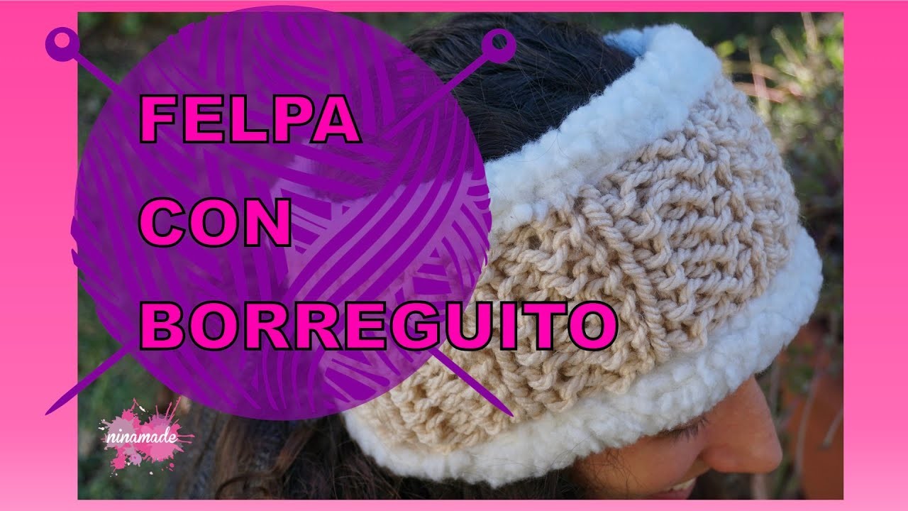 DIY.  Felpa Tejida con Borreguito. Knitted Headband with Lamb's wool trim