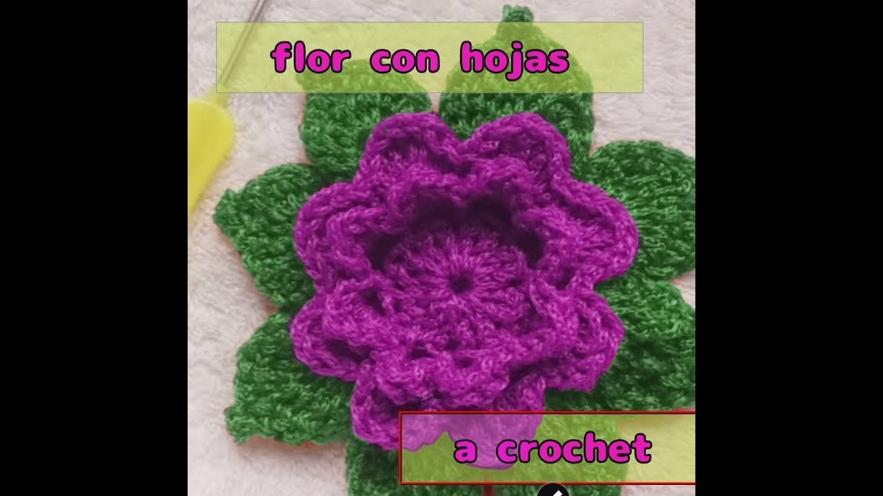 #FLOR A CROCHET PASO A PASO.#flower with leaves crochet. #flor com #folhas crochê passo a passo