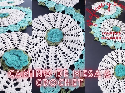Hermoso camino de mesa tejido a crochet. graficos y simbolos dentro del video