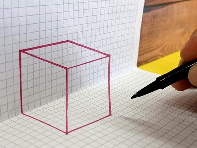 ???? Como Dibujar un CUBO 3D - How to Draw a Cube 3D Trick art on Graph paper - رسومات ثلاثية الأبعاد