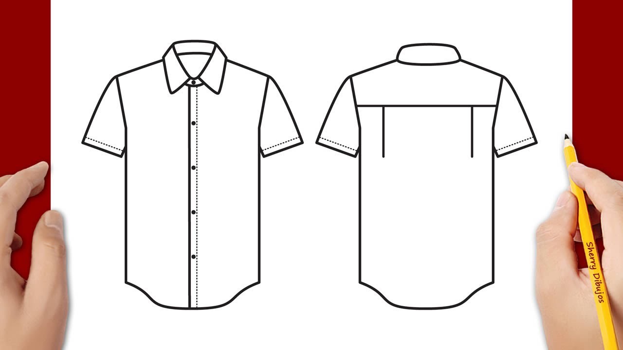 Cómo dibujar una camiseta con manga corta (delantera y trasera)