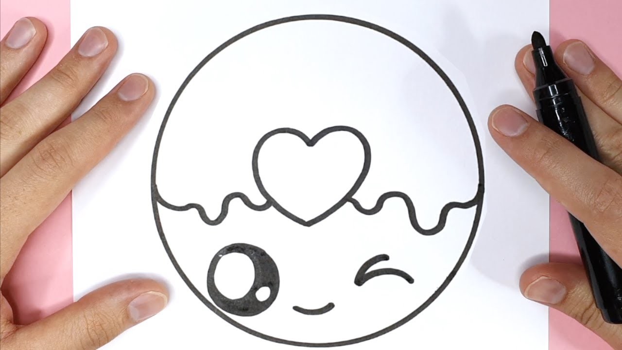 HOW TO DRAW A VERY CUTE DONUT EASY WITH LOVE HEART