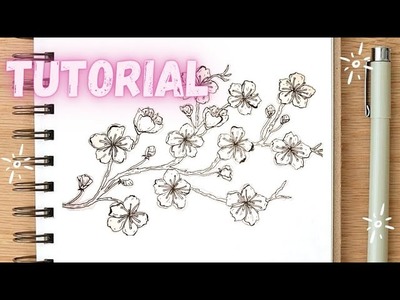 Como Dibujar Flor de Cerezo paso a paso(TUTORIAL #3)- Cherry Blossom drawing⛩️