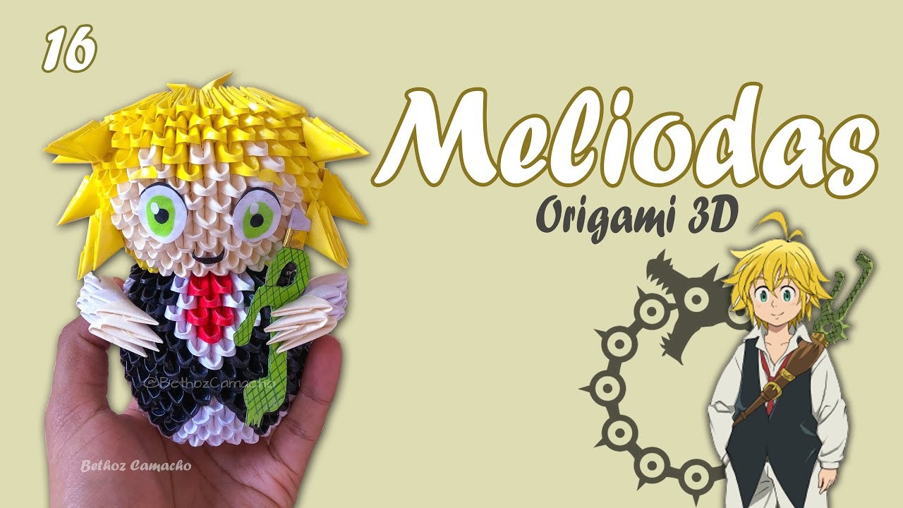 Cómo Hacer a Meliodas de Los 7 Pecados Capitales en Origami 3D. Tutorial Facil. Bethoz Camacho