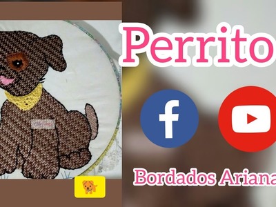 Bordado Fantasía \ Perrito café  lily\hand embroidery doggy brown