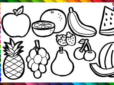 Cómo Dibujar y Colorear 10 Frutas ???????????????? Dibujos Para Niños