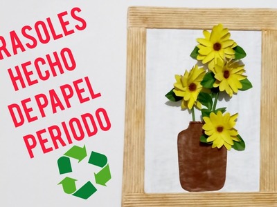¡¡¡ COMO HACER UN CUADRO DE GIRASOL EN RELIEVE USANDO PERIÓDICO!!!  ????????????????(sunflower) paper crafts