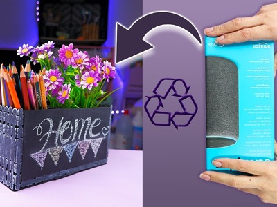 Organizador y florero Doble uso solo con una caja de cartón - Reutiliza y decora