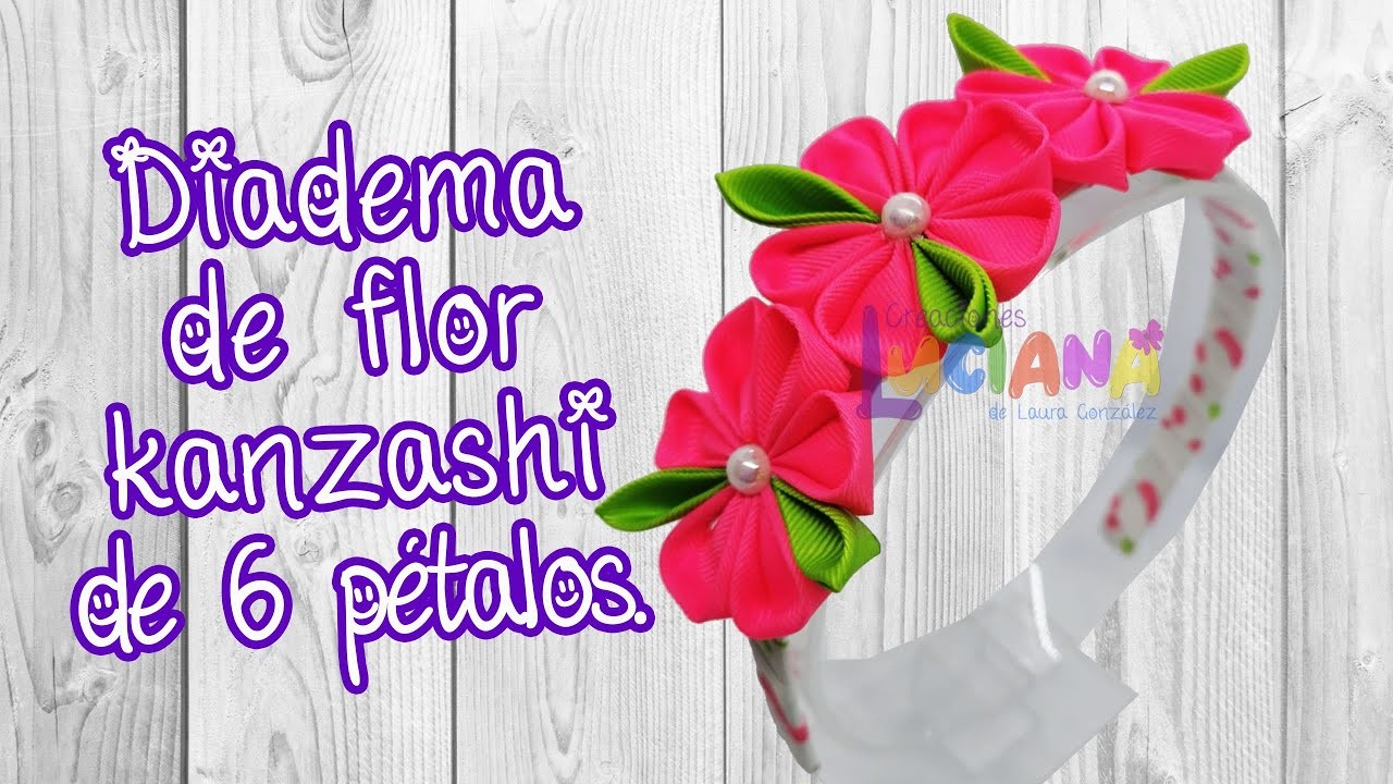 Video 182 Cómo hacer una diadema de flor kanzashi de 6 pétalos