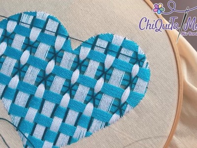 Bordado Fantasía Corazón 8.  Hand Embroidery Heart ❤️ with Fantasy Stitch